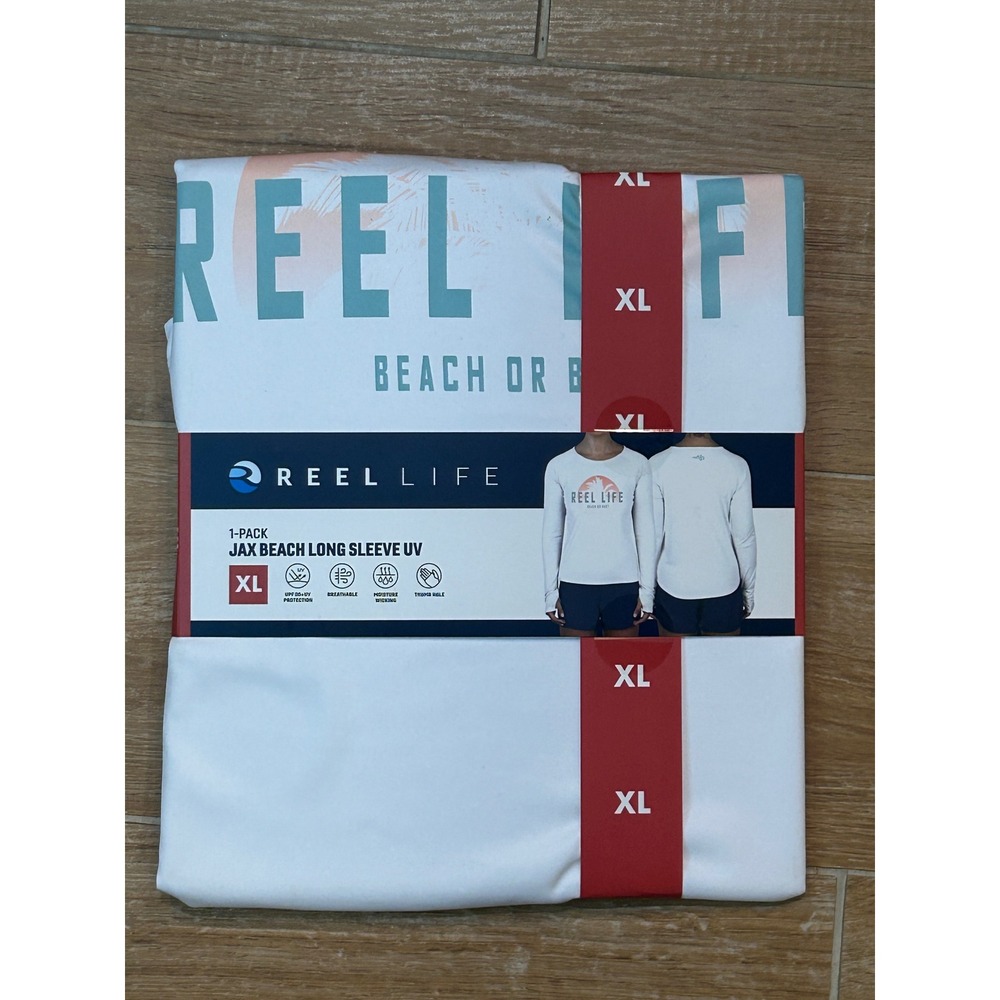 Reel Life Jax Beach Long Sleeve UV Sun Protection Shirt XL White‎ Palm